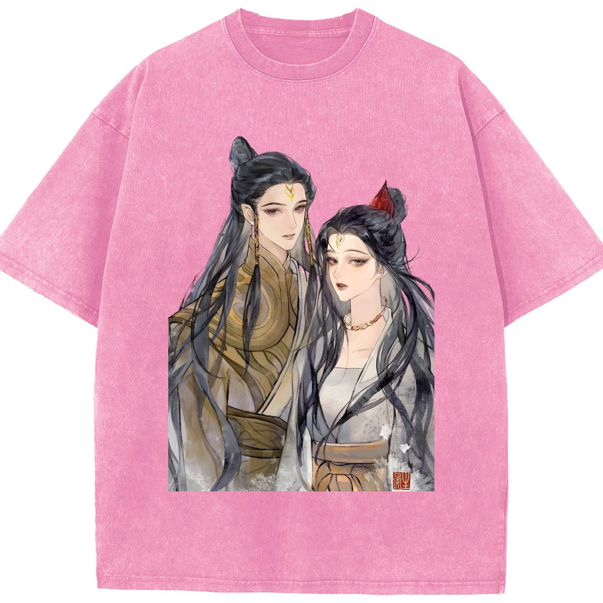 （画像用） Ne Zha 2 ナタ 魔童の大暴れ 綿100% ヴィンテージ風 半袖Tシャツ（フロントプリント）